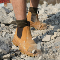 Chaussures de travail Chelsea L601-4 OEM avec embout en acier pour l'Australie, bottes de sécurité respirantes en cuir nubuck blé pour la construction