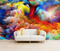Nuages Colorés 3D en Soie Imperméable Anti-Plis Moderne Abstrait Murale de Plafond Installation Facile pour la Maison Garçons Filles