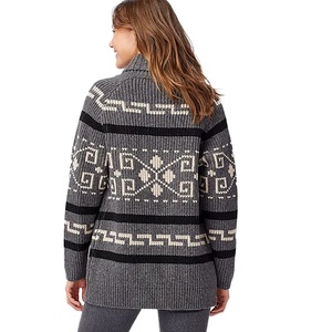 Cardigan tricoté à manches longues pour femme, coupe ajustée, pull à col rond, fermeture à glissière ouverte sur le devant, décontracté, coréen, personnalisable - Product Image 3