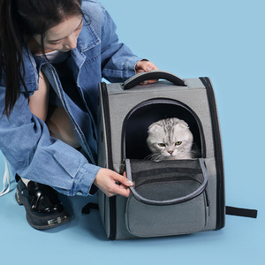 Pet <b>Backpack</b> Oxford Breathable Large Capacity Grey For <b>Cats</b> Dogs 7kg Above - Product Image 3