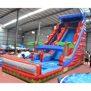 Tobogán Acuático Inflable Comercial con Palmeras Tropicales y Piscina, de Alta Calidad, para Alquiler en Parques Acuáticos y Escuelas, en Venta - Product Image 1