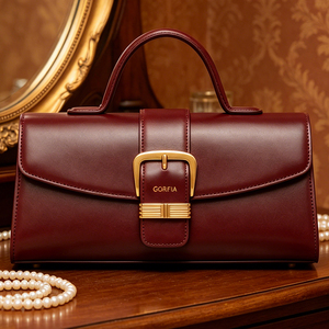 Bolso de Mano Vintage Personalizado para Mujer, Diseño de Múltiples Compartimentos en Cuero PU Liso, con Cierre de Hebilla Dorada - Product Image 2