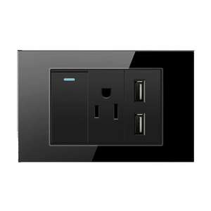 Enchufe de Pared Tipo 118 para Estados Unidos/Australia con Carga Rápida USB, Interruptor Eléctrico de Pared con Cable Negro USB Tipo C - Product Image 1