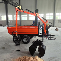 Remorque basculante robuste pour ATV, capacité 2 tonnes, modèle TTPT34, 3,4 m, avec grue pour bois et grumes