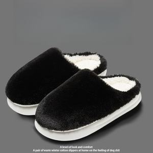 Fashion <b>Fluffy</b> Indoor Bedroom for Slippers with Thick Bottom Solid Color and Warm EVA Outsole for House and Family - Product Image 6