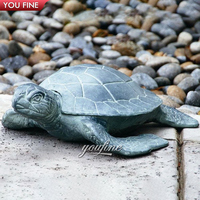 Sculpture de tortue en bronze de style casting YOUFINE pour extérieur avec patine, décoration de jardin
