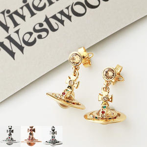 Pendientes Colgantes de Saturno con Grabado UFO de la Emperatriz Vivian, Incrustaciones de Diamantes Completas, Coloridos, Combinan con Todo, Joyería para Mujer - Product Image 3