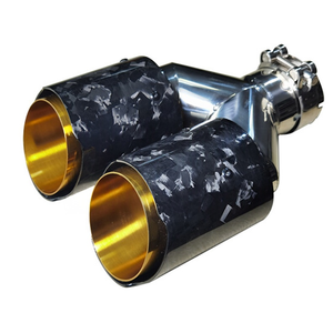 Embout d'<span class=keywords><strong>échappement</strong></span> universel 34, en Y, double <span class=keywords><strong>tube</strong></span>, en fibre de carbone et acier inoxydable doré, <span class=keywords><strong>pour</strong></span> <span class=keywords><strong>échappement</strong></span> automobile - Product Image 2