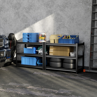 Étagères de rangement en acier à 3 niveaux avec design multifonctionnel, finition thermolaquée pour outils de garage, rayonnage à palettes