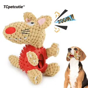 Funny Dog Chew Plush Toy Mouse Design Squeaker Chewing Pet Dog Teeth Cleaning Toy