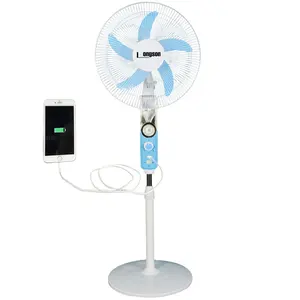 10 Hours Running DC, 12V Solar Stand Fan, Rechargeable Stand Fan With Phone Charger