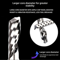 Fraise spirale anti-rupture à une dent, en acier au tungstène, OEM/ODM pour découpe CNC de plastique, PVC, acrylique