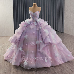 Gaun bunga mewah Quinceanera Gaun 3D renda bunga bahu terbuka Vestidos De 15 Anos pesta ulang tahun <span class=keywords><strong>Prom</strong></span> putri Rsm251010 - Product Image 6