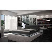 Prix compétitif Lits doubles King Size modernes et confortables en cuir avec lumières LED pour meubles de chambre à coucher