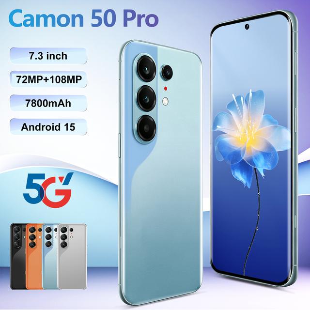 High Performance Camon 50 Pro 5G Smartphone 7.3-inch Micro Curved Screen 16GB+1TB Deca Core Android15 LTE/CDMA Dual Sim Phone