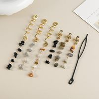 Breloques pour cheveux ethniques en pierre naturelle, cristal et métal pour tresses et dreadlocks, lot de 6 pour femmes