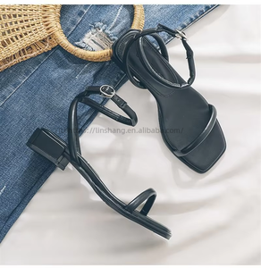 New Line With Low Heel Square Head Roman <b>Shoes</b> Open Toe Summer Flat Beach Sandals Women - Product Image 5