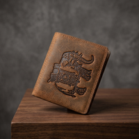 Dompet Uniseks Kulit Asli Coklat Vintage Penutup Terbuka Tempat Kartu Bisnis Minimalis Penggunaan Sehari-hari 7 Inci Tahan Lama