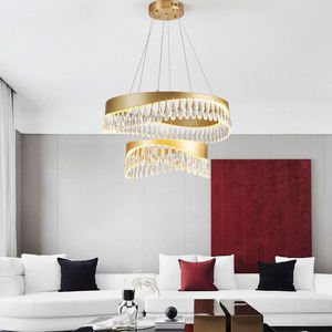 Zèle Éclairage lustre hôtel salon moderne led anneau cristal cercle suspension lampe pour salle à manger - Product Image 4