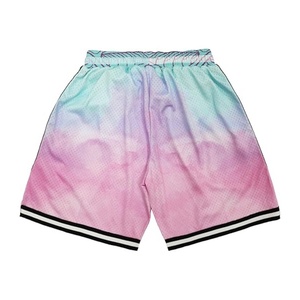 Shorts de basketball personnalisés OEM par sublimation, 100 % polyester, maille respirante, séchage rapide, athlétiques, avec cordon élastique, vente en gros - Product Image 2