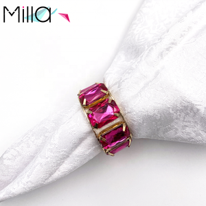 Anelli <span class=keywords><strong>Portatovaglioli</strong></span> in Cristallo Colorato con Diamanti <span class=keywords><strong>Oro</strong></span> e Argento per Decorazioni Matrimoniali - Product Image 6