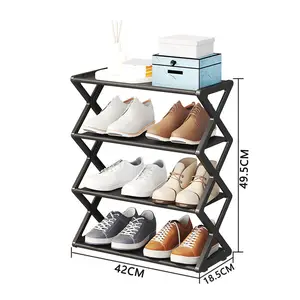 Rak sepatu lipat, Kreatif tahan debu rakitan sederhana multi-lapisan hemat ruang lemari penyimpanan sepatu grosir rak sepatu lipat