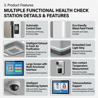 Quiosco de Control de Salud Multifuncional con Pantalla Táctil de 21.5 Pulgadas, Acero Inoxidable, 4G/WiFi, Estación de Telemedicina con Signos Vitales Todo en Uno