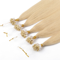 Extension de cheveux humains pré-collés, Micro-liens, boucle anneau perle, Cabello humain vendeur Fusion kératine vierge Microlink