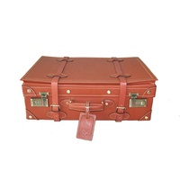HIBO unisexe Vintage bagage valise marron en cuir véritable cadre en carton Spinner roulette bois métal Construction serrure voyage