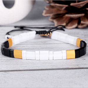Hecho a mano moda Bohemia ajustable blanco y negro miyuki <span class=keywords><strong>de</strong></span> tila <span class=keywords><strong>cuentas</strong></span> pulsera <span class=keywords><strong>de</strong></span> la joyería al por mayor - Product Image 3