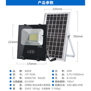 Solar <b>Flood</b> <b>Light</b> 30W LED Remote Control Outdoor Indoor Waterproof Ceiling Mounted <b>Light</b> 12V DC 50000 Hours Lifespan - Product Image 5
