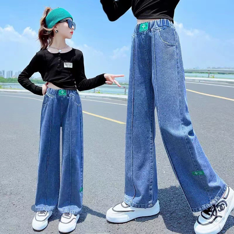 Haloumoning Pantalones De Mezclilla Elásticos Para Niñas, Cintura Alta