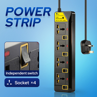 Multiprise UK 13A avec interrupteurs indépendants, noire, ports USB Type-C en option