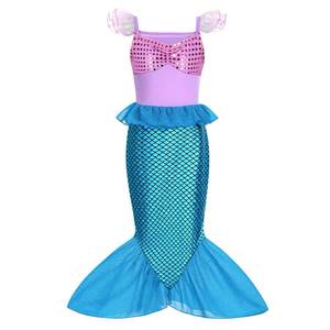 HP 2026 New Fashion Wholesale Children One-pieces Clothing Girls Sequin Jumpsuits Ariel Kids Mermaid Cosplay Costumes - Product Image 4