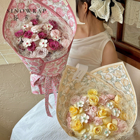 Papier d'emballage pour fleurs SINOWRAP à motif de roses, emballage mat pour bouquet, 38x50cm, emballage floral minimaliste de luxe pour fleuriste, cadeau