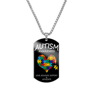 Collar con Placa de Identificación para Perro con Diseño Multicolor de MECYLIFE, Joyería de Acero Inoxidable para Concientización sobre el Autismo, Collar con Rompecabezas - Product Image 3