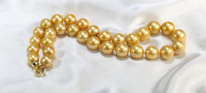 FEIRUN 11-13mm AA <span class=keywords><strong>collana</strong></span> di perle <span class=keywords><strong>girocollo</strong></span> di colore dorato rotondo per donna - Product Image 2