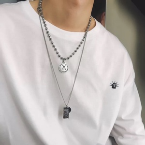 Bijouterie personnalisée estampage flans <span class=keywords><strong>plaque</strong></span> <span class=keywords><strong>gravée</strong></span> disque pendentif en acier inoxydable boule chaîne <span class=keywords><strong>collier</strong></span> - Product Image 5