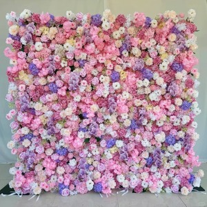 Mur de fleurs artificielles en soie 5D 3D personnalisé RHD, panneaux décoratifs roses pour mariage - Product Image 5
