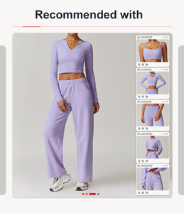 Autunno inverno sport manica lunga Gym Leggings giacca Casual <span class=keywords><strong>allenamento</strong></span> 5 pezzi tuta da donna a vita alta ampia Set Yoga - Product Image 6