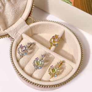 Custom Different Design & Color Zircon Rings Heart Star <b>Moon</b> Square Mixed Cut <b>Crystal</b> Stackable Fashion Ring Bulk For Gift - Product Image 4