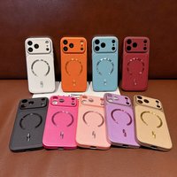Casing Ponsel Anti Jatuh Bertekstur Kulit dengan Cincin Magnetik Tipis Mewah untuk 17 Pro Max/16/15/14/13