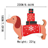 Figurine de chien de Noël en bois avec chapeau de Père Noël, ornement de table de ferme pour les fêtes, 8 pouces, cadeau pour les amoureux des chiens