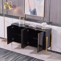Justaucorps moderne en verre trempé or, support de télévision contemporain pour la maison, en bois avec miroir, finition brillante, nouvelle collection 2020
