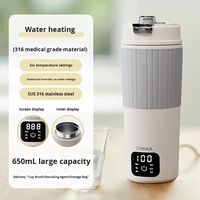 Hervidor de Agua Eléctrico Inteligente, Taza Eléctrica Portátil, Botella para Bebidas al Aire Libre con Pantalla LCD de Temperatura para Viajes