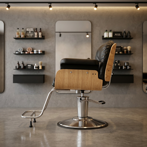Fauteuil de Barbier Noir Rembourré, Chaise de Coiffure Pivotante avec Support Latéral, Mobilier Moderne pour Salon de Beauté - Product Image 2