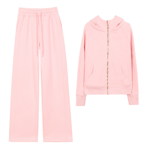 طقم يوجا شتوي للنساء، ملابس رياضية عادية، هودي بسحاب كامل، سترة للجري، بنطلون جري نسائي عالي الخصر وناعم - Product Image 1