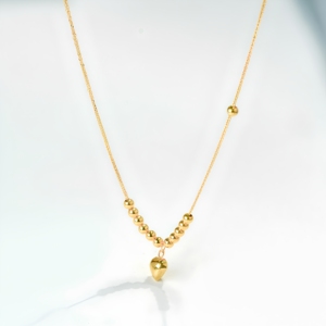 Collar de Oro Sólido de 18k PCX Trendy, Cadena de Bolas Delicadas con Forma de Corazón para Mujer, Oro Duro 3D Au750, Colgante de Amor, Venta al por Mayor - Product Image 1