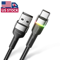Essager USA Stock spedizione gratuita indicatore luminoso A colori da USB A Type-C 3A cavo USB da A A C A ricarica rapida