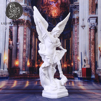 12 pouces blanc Saint Michael Statue résine ange Sculpture décoration pur blanc Saint Michael sur Base Figurine cadeau religieux